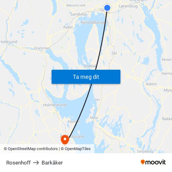 Rosenhoff to Barkåker map