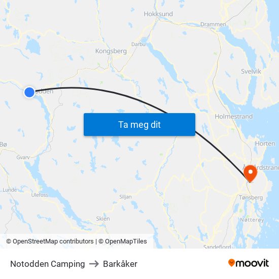Notodden Camping to Barkåker map
