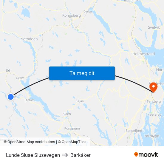 Lunde Sluse Slusevegen to Barkåker map