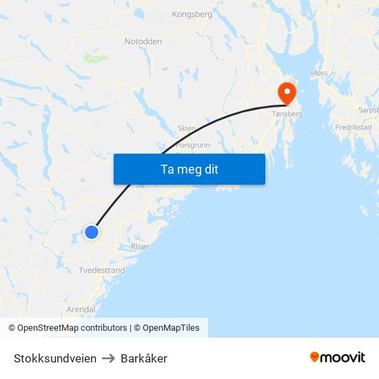 Stokksundveien to Barkåker map