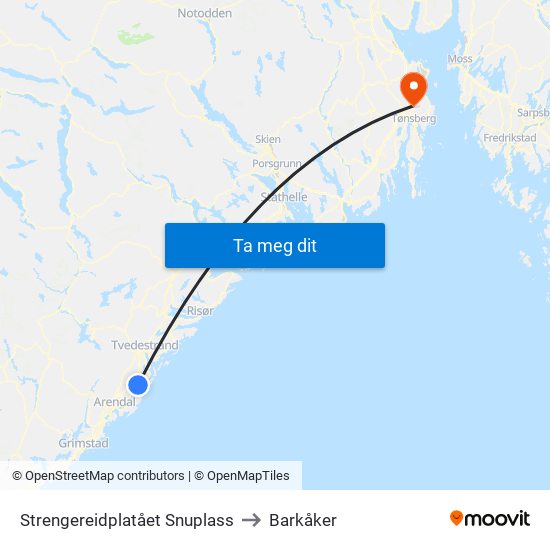 Strengereidplatået Snuplass to Barkåker map