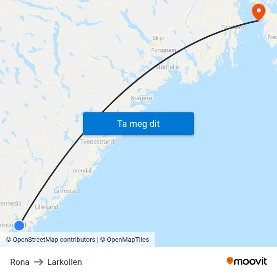 Rona to Larkollen map