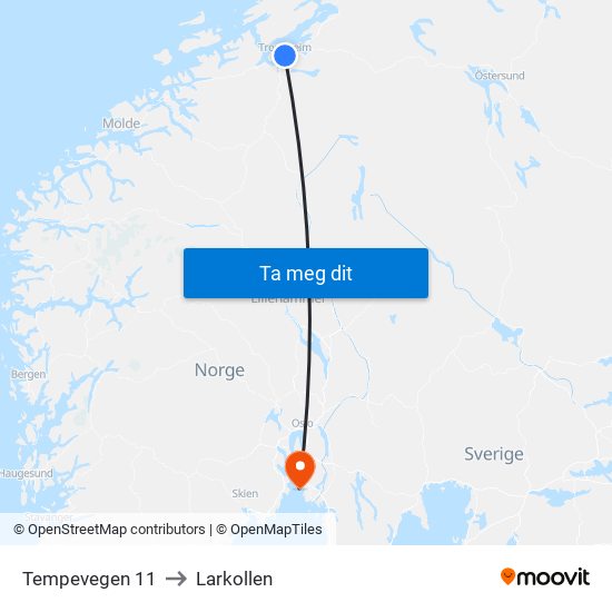 Tempevegen 11 to Larkollen map