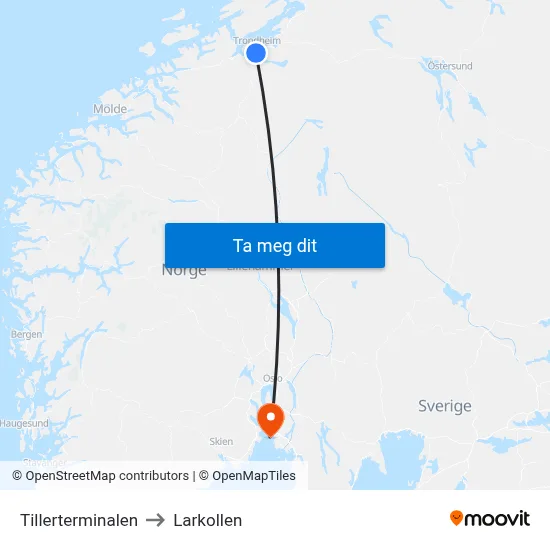 Tillerterminalen to Larkollen map