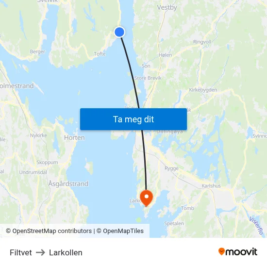 Filtvet to Larkollen map