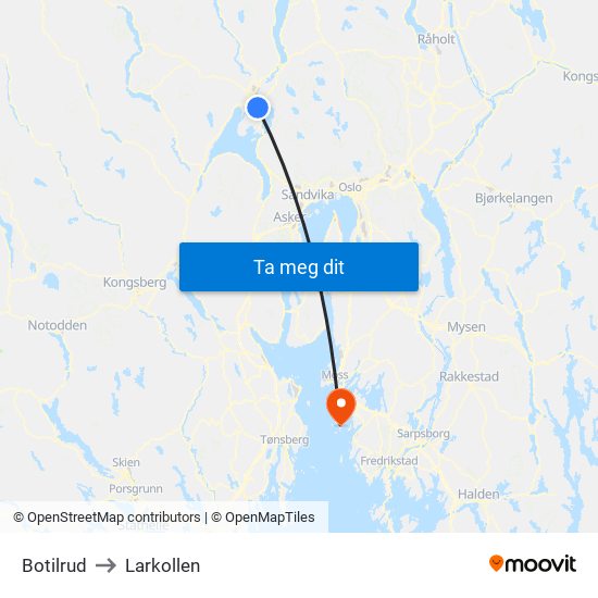 Botilrud to Larkollen map