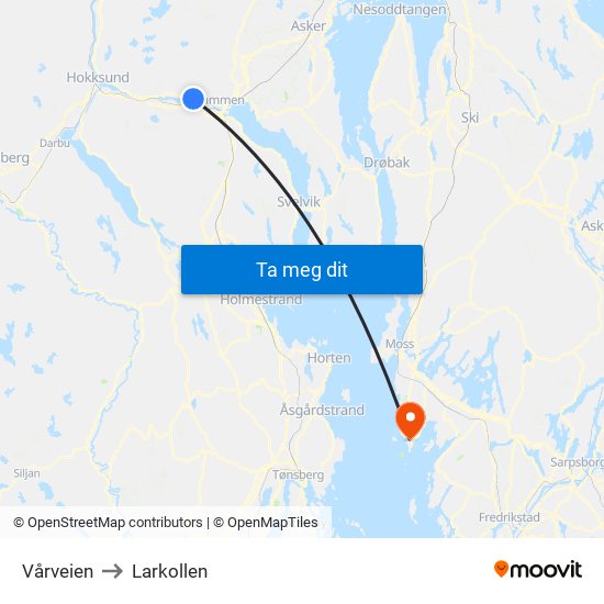 Vårveien to Larkollen map