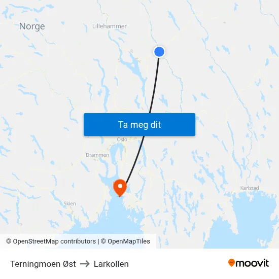 Terningmoen Øst to Larkollen map