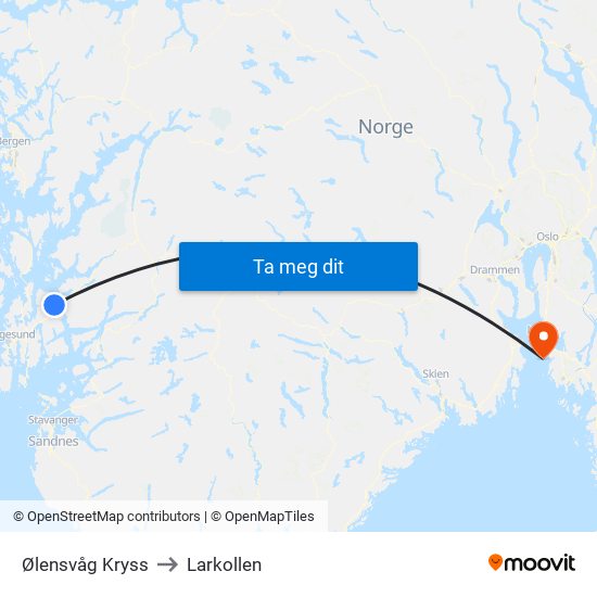 Ølensvåg Kryss to Larkollen map