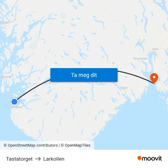 Tastatorget to Larkollen map
