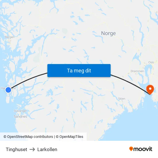 Tinghuset to Larkollen map