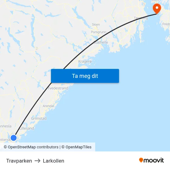 Travparken to Larkollen map