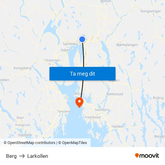 Berg to Larkollen map