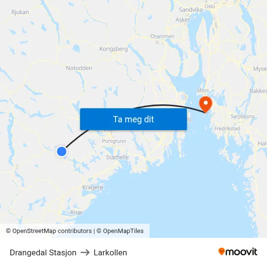 Drangedal Stasjon to Larkollen map