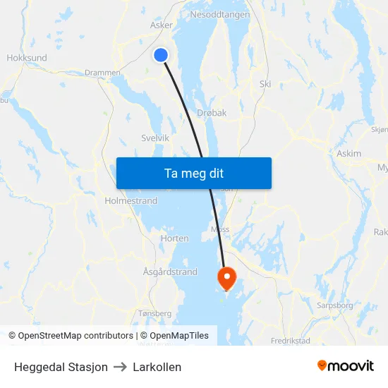 Heggedal Stasjon to Larkollen map