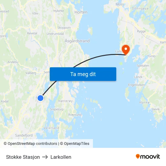 Stokke Stasjon to Larkollen map
