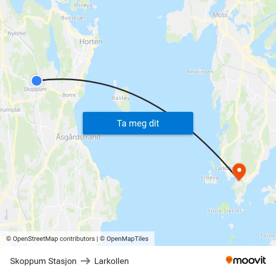 Skoppum Stasjon to Larkollen map