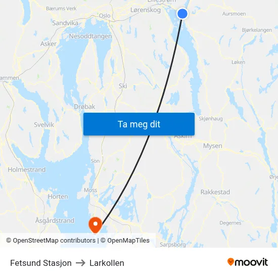 Fetsund Stasjon to Larkollen map