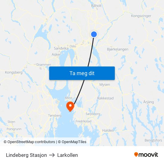 Lindeberg Stasjon to Larkollen map