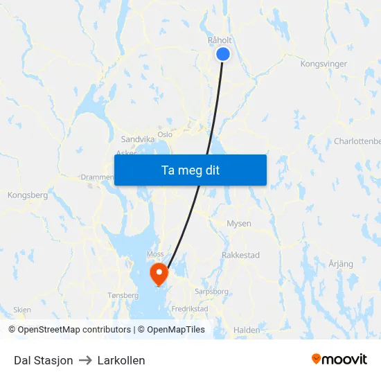 Dal Stasjon to Larkollen map