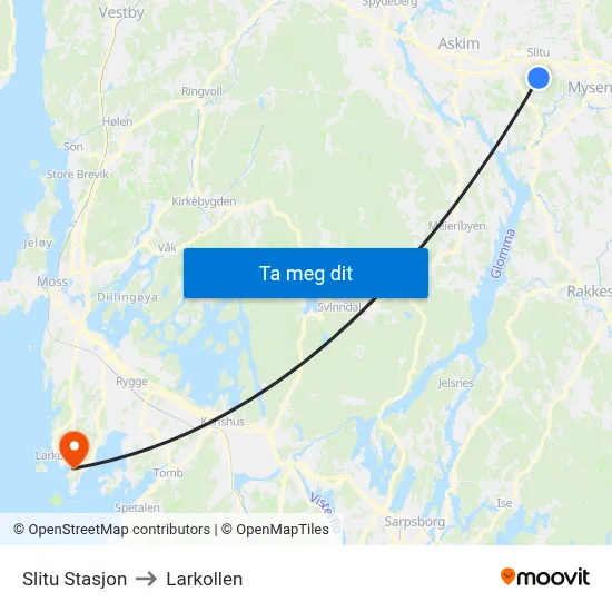 Slitu Stasjon to Larkollen map