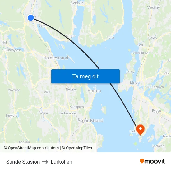Sande Stasjon to Larkollen map