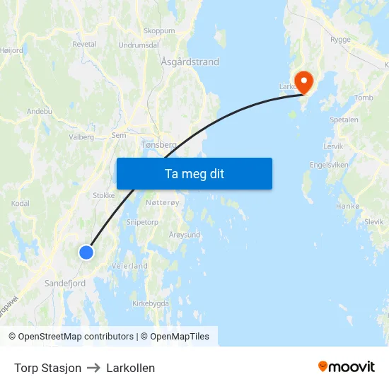 Torp Stasjon to Larkollen map