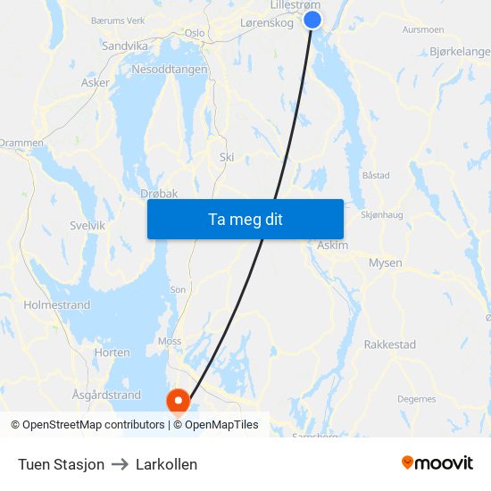 Tuen Stasjon to Larkollen map