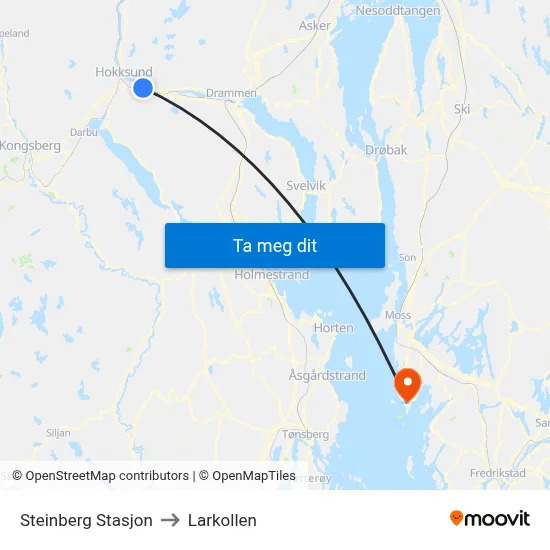 Steinberg Stasjon to Larkollen map