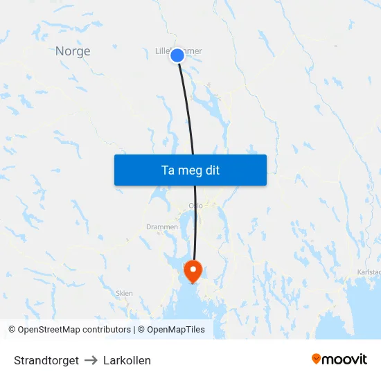Strandtorget to Larkollen map