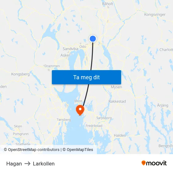 Hagan to Larkollen map