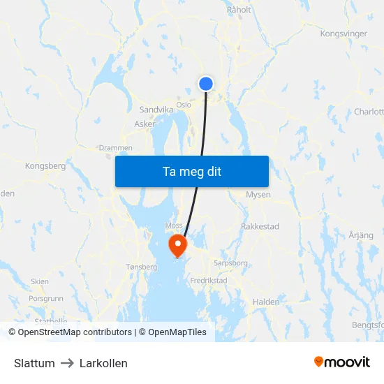 Slattum to Larkollen map