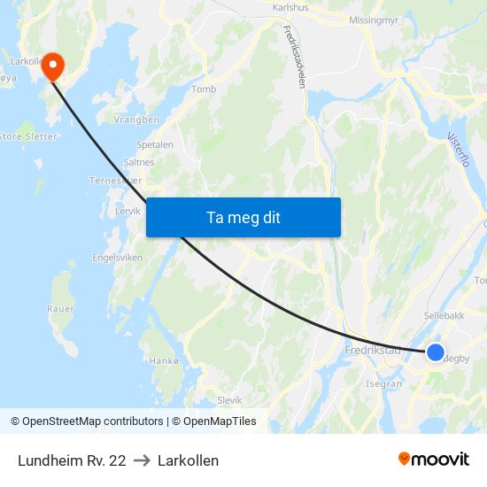 Lundheim Rv. 22 to Larkollen map