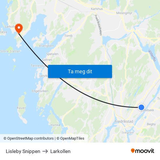 Lisleby Snippen to Larkollen map