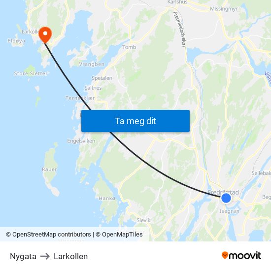 Nygata to Larkollen map