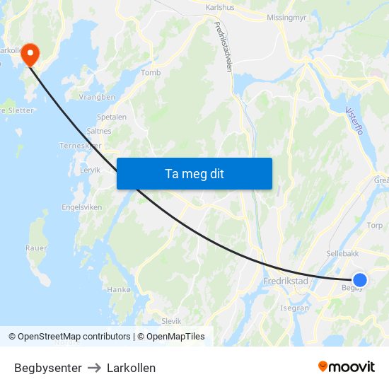 Begbysenter to Larkollen map