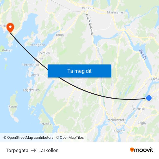 Torpegata to Larkollen map