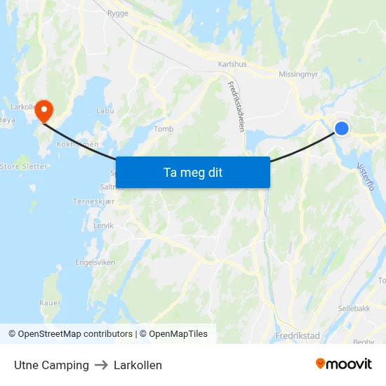 Utne Camping to Larkollen map