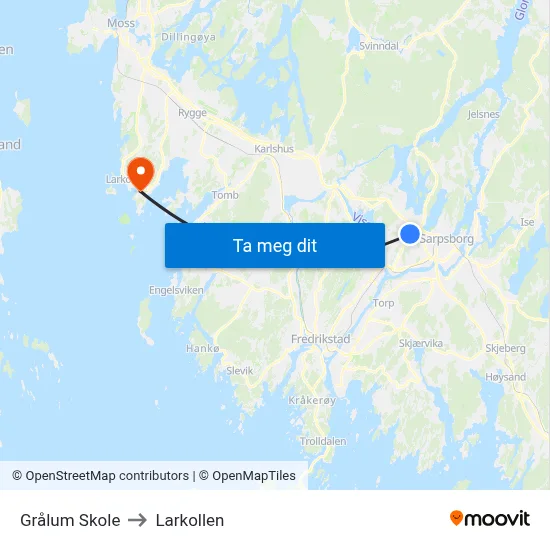 Grålum Skole to Larkollen map