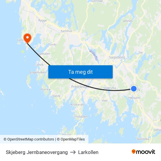 Skjeberg Jernbaneovergang to Larkollen map