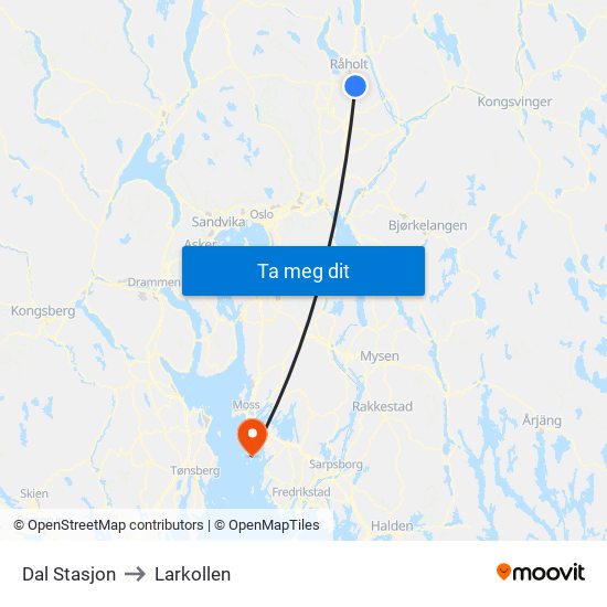 Dal Stasjon to Larkollen map