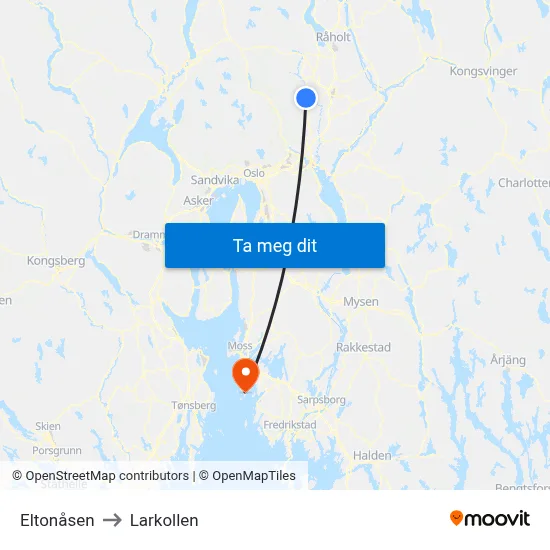 Eltonåsen to Larkollen map