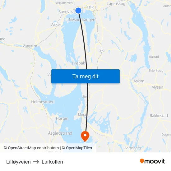 Lilløyveien to Larkollen map