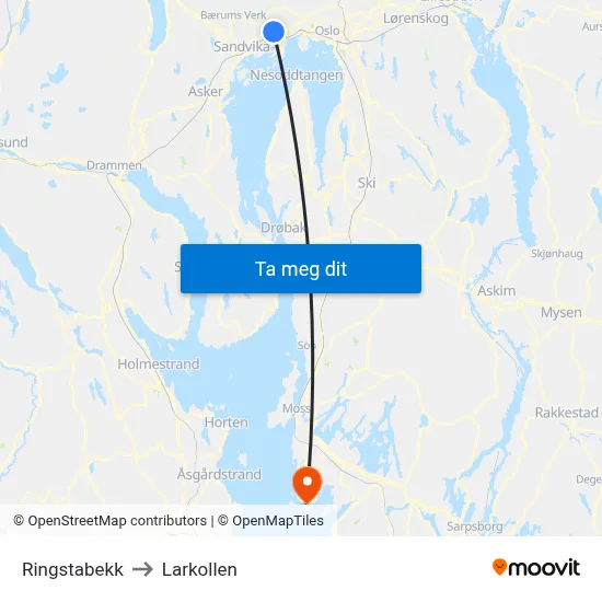 Ringstabekk to Larkollen map