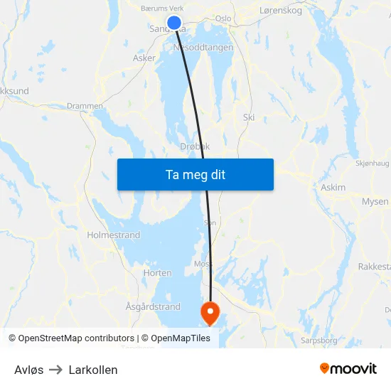 Avløs to Larkollen map