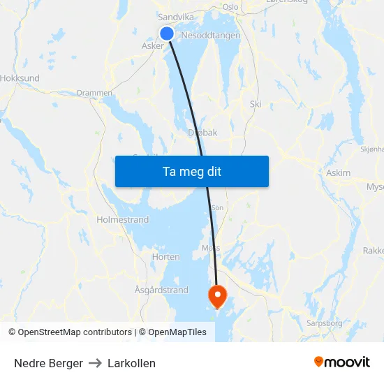 Nedre Berger to Larkollen map