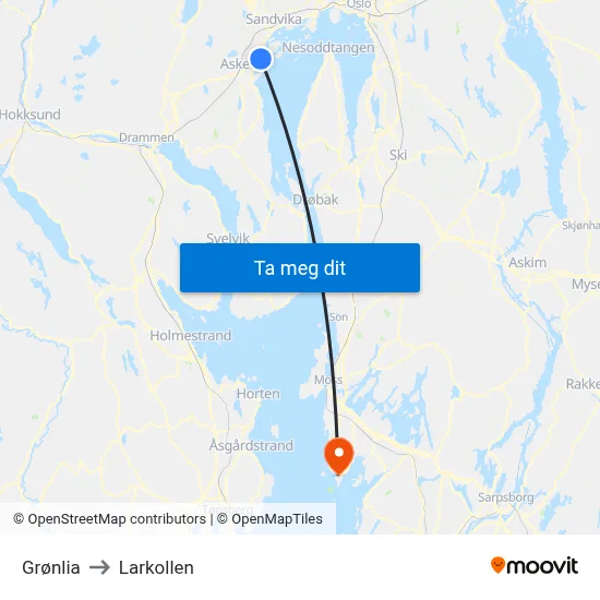 Grønlia to Larkollen map