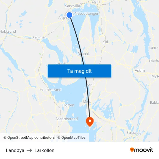 Landøya to Larkollen map