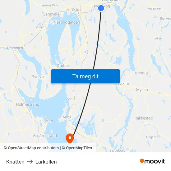 Knatten to Larkollen map