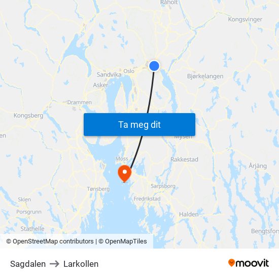 Sagdalen to Larkollen map